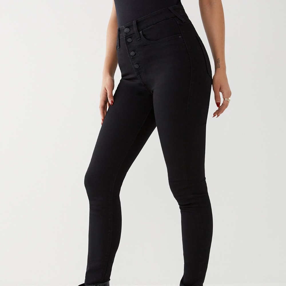 NWT True Religion Black High Rise Skinny Jeans - Picture 2 of 14
